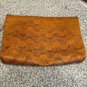 Tan and Blue Padded Bag pouch